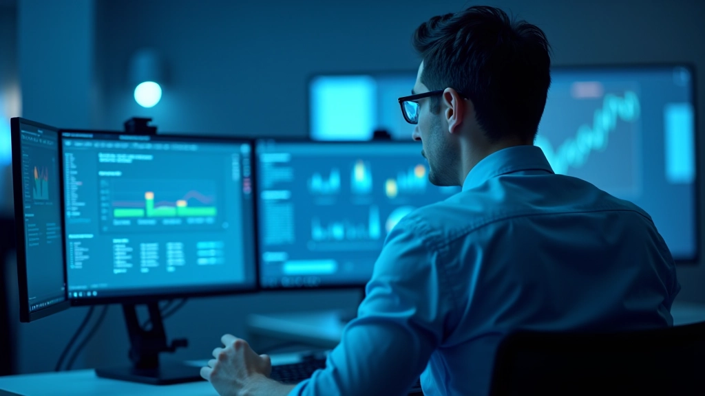 Computerbildschirm zeigt Supply Chain Analytics Software mit Echtzeit-Tracking und Metriken