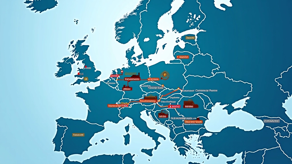 Europäische Karte mit logistischen Routen und Industriestandorten