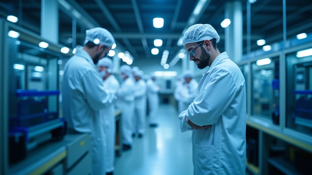 Halbleiterfabrik mit Cleanroom-Technologie, LED-Beleuchtung und modernen Produktionsanlagen