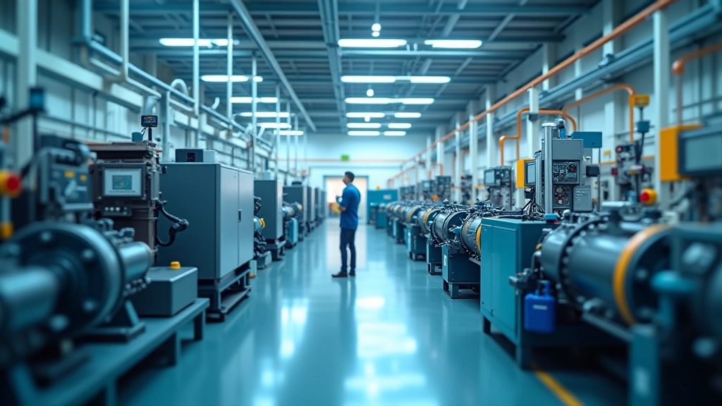 Industrieanlage mit Rohrsystemen und Produktionsmaschinen