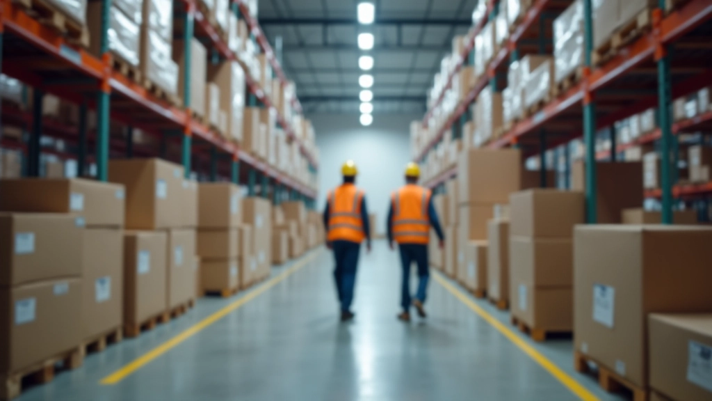 Logistik-Lagerhaus mit organisierten Paletten und Wareneingangsprozess, modernes Supply-Chain-Management